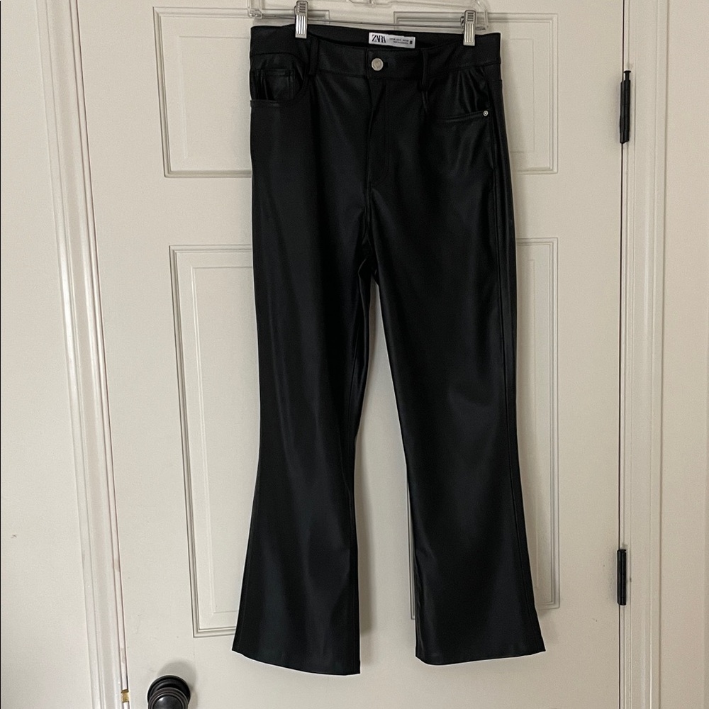 Zara Faux Black Leather Pants, Size 6, Never Worn, Pristine Condition